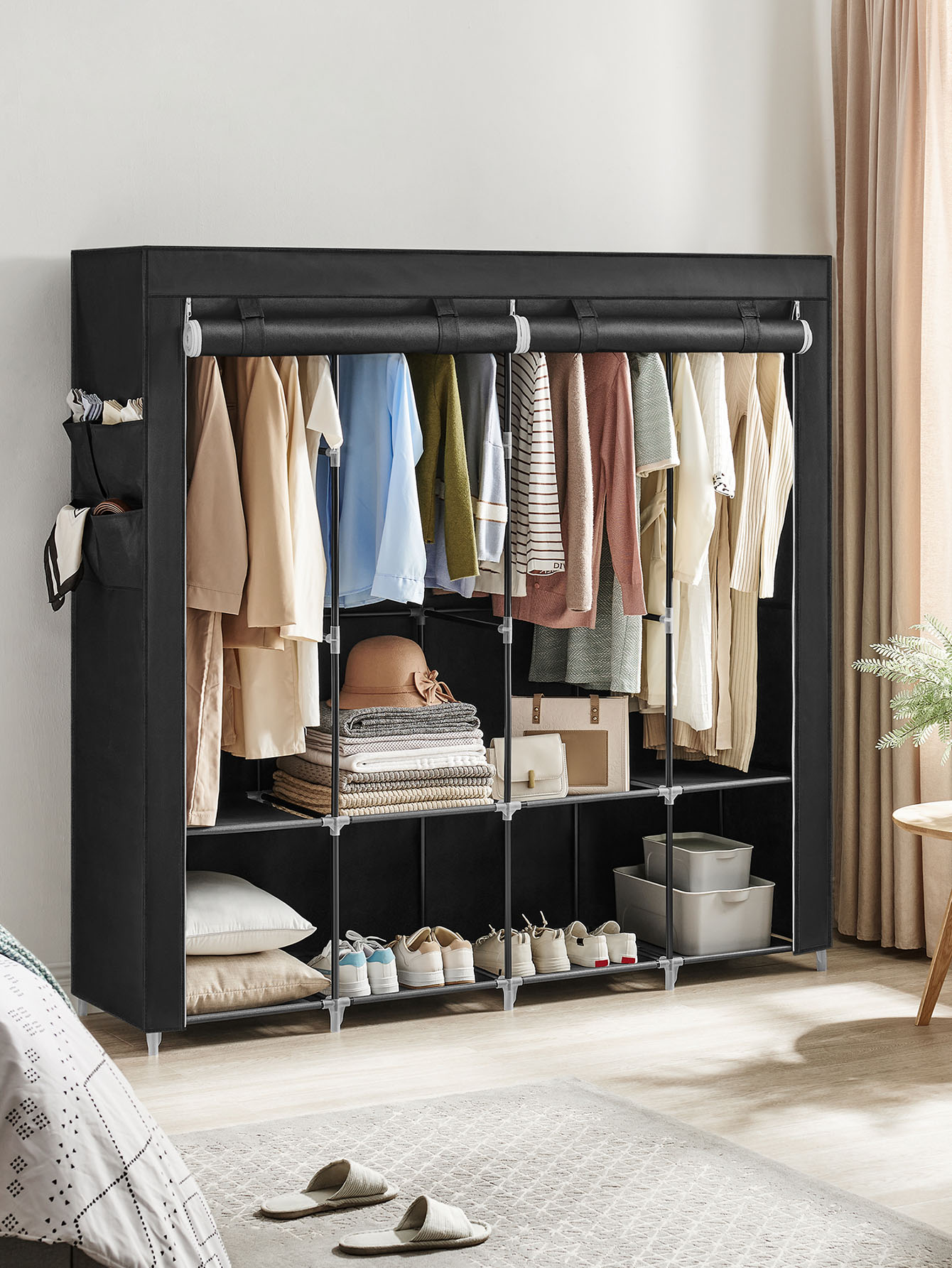 Wardrobe Closet Portable Fabric Cover - Armoire portable, organisateur d’armoire avec couvercle,