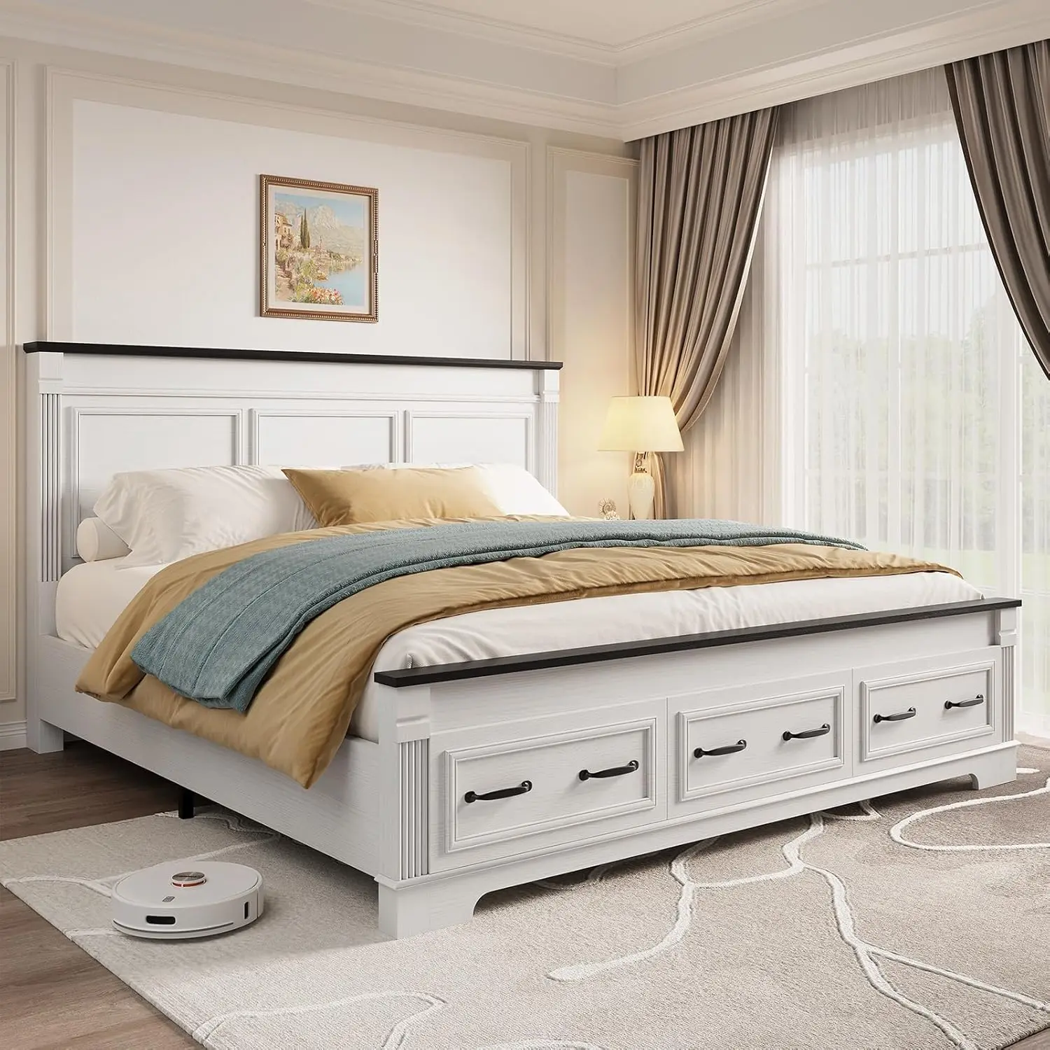 King Size Bed Frame With Storage Drawers - Cadre de lit king size de
