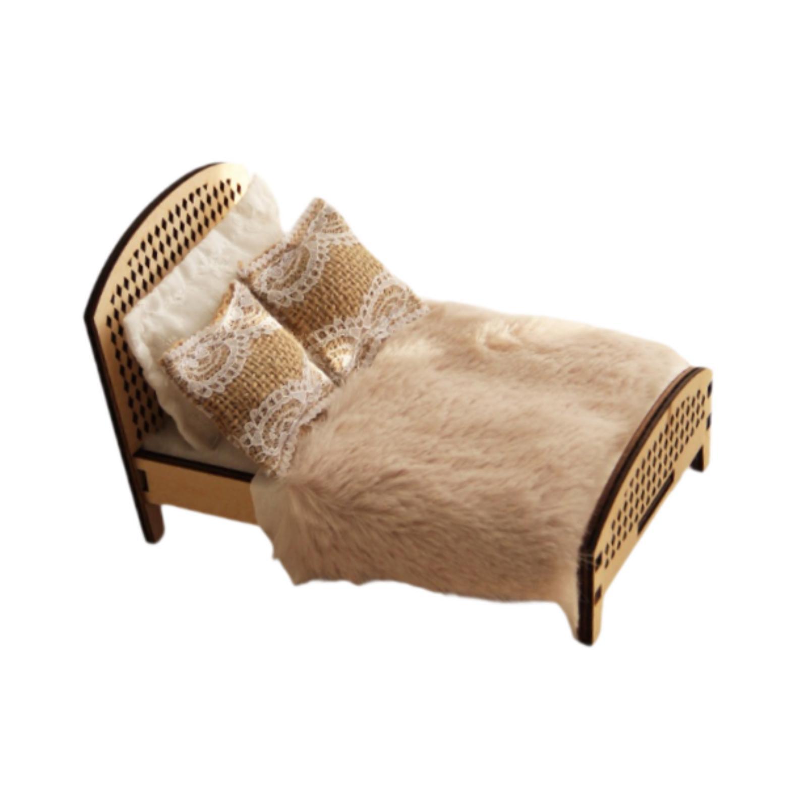 Bedroom Furniture - Lit double miniature pour maison de