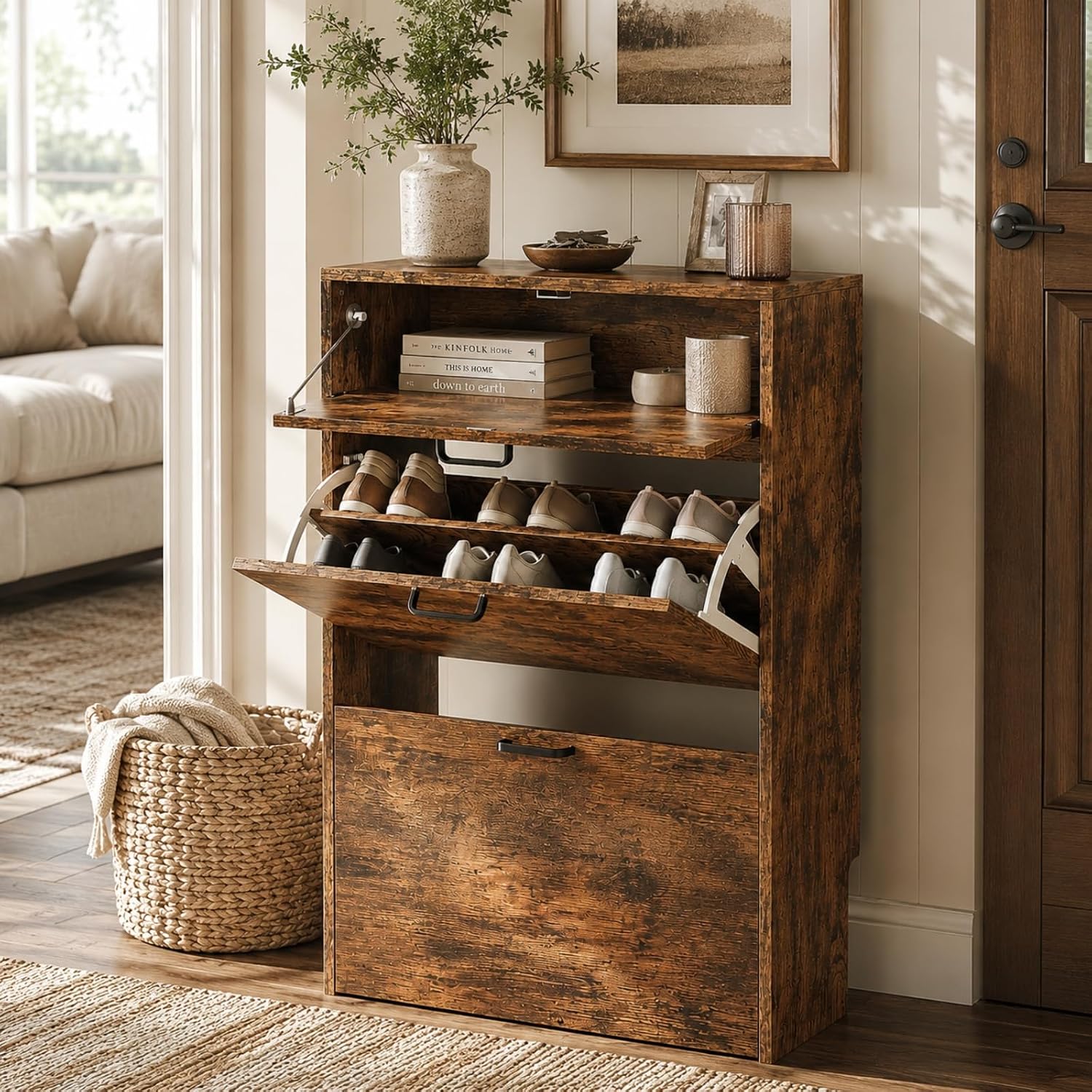 Shoe Rack Cabinet Narrow Entryway - # Meuble à chaussures fin avec