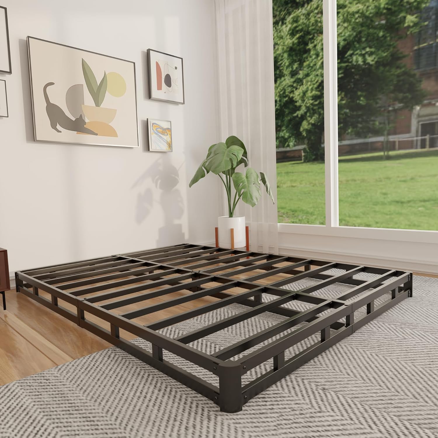 Canopy Bed Frame Metal Queen - Sommier Queen de 4 pouces à