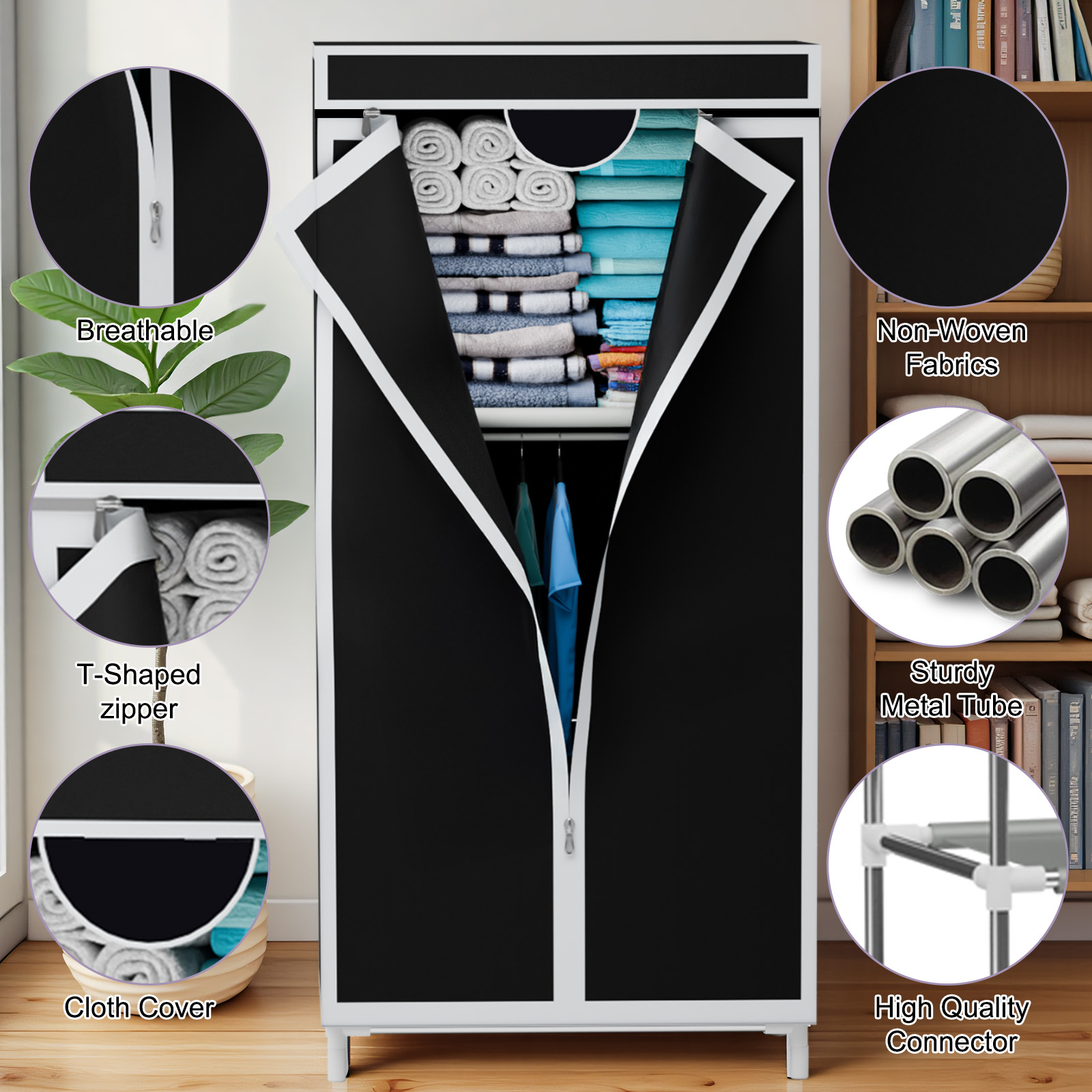 Armoire Portable en Tissu avec - Wardrobe Closet Portable Fabric Cover avis et prix