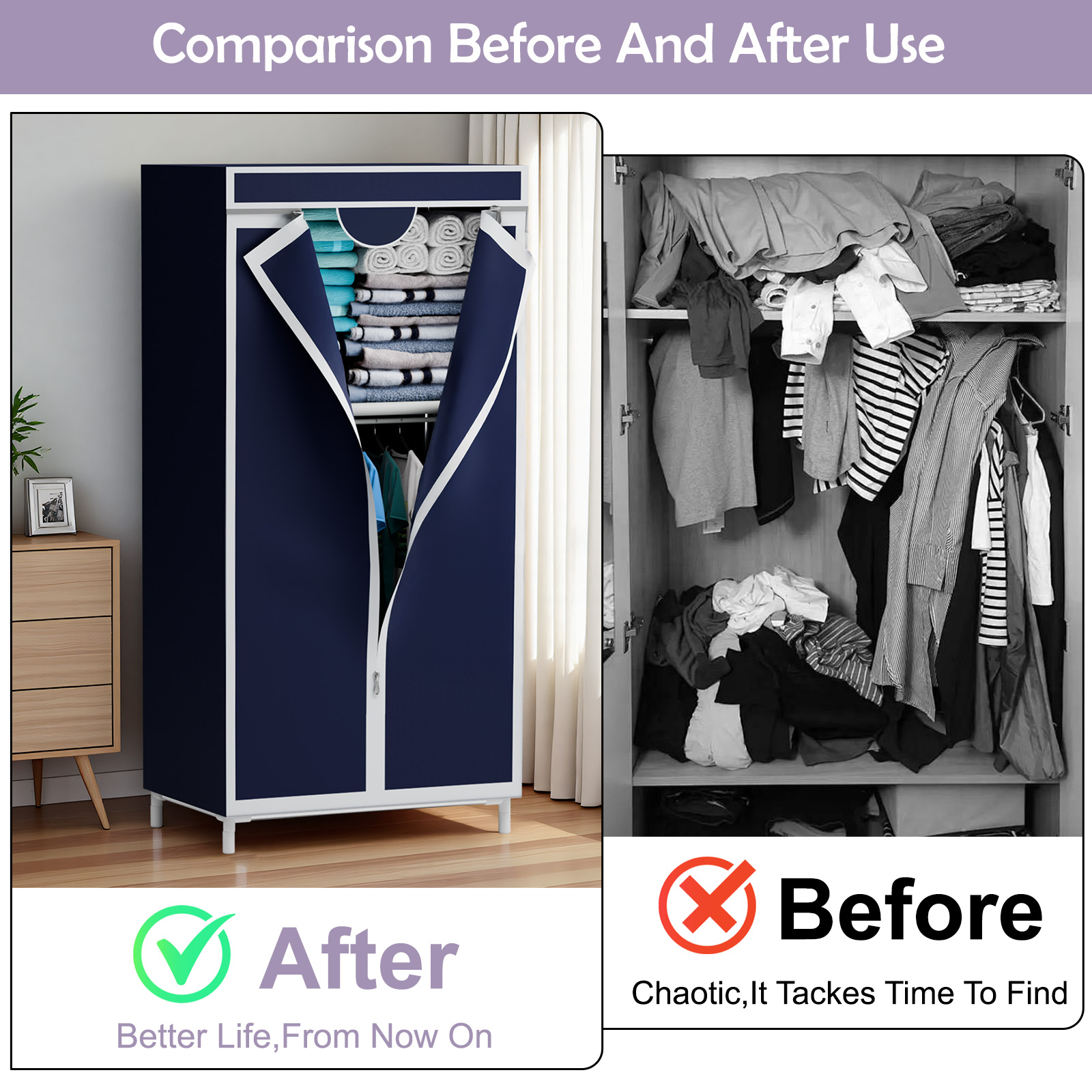 Armoire Portable en Tissu avec - Wardrobe Closet Portable Fabric Cover avis et prix