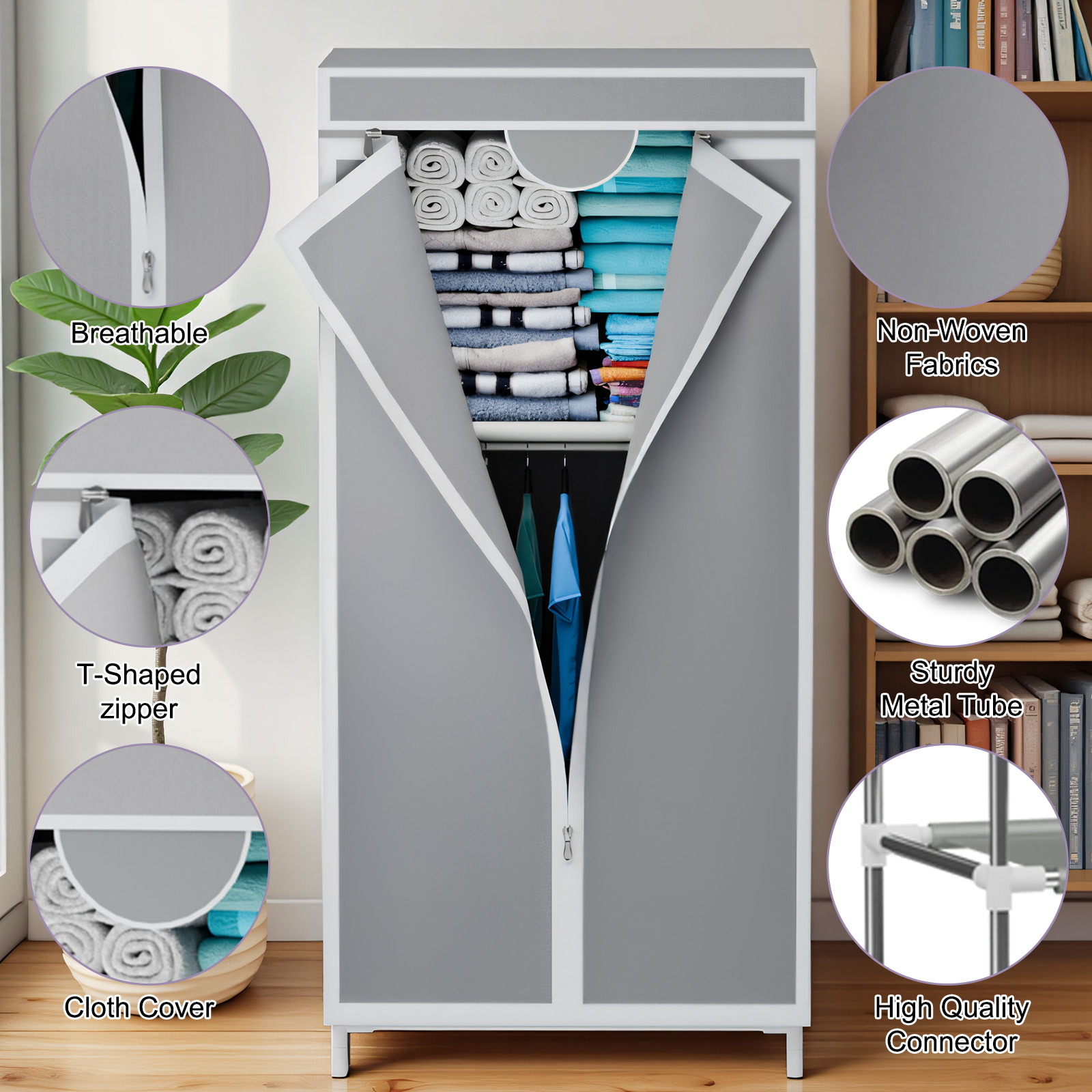 Armoire Portable en Tissu avec - Wardrobe Closet Portable Fabric Cover avis et prix