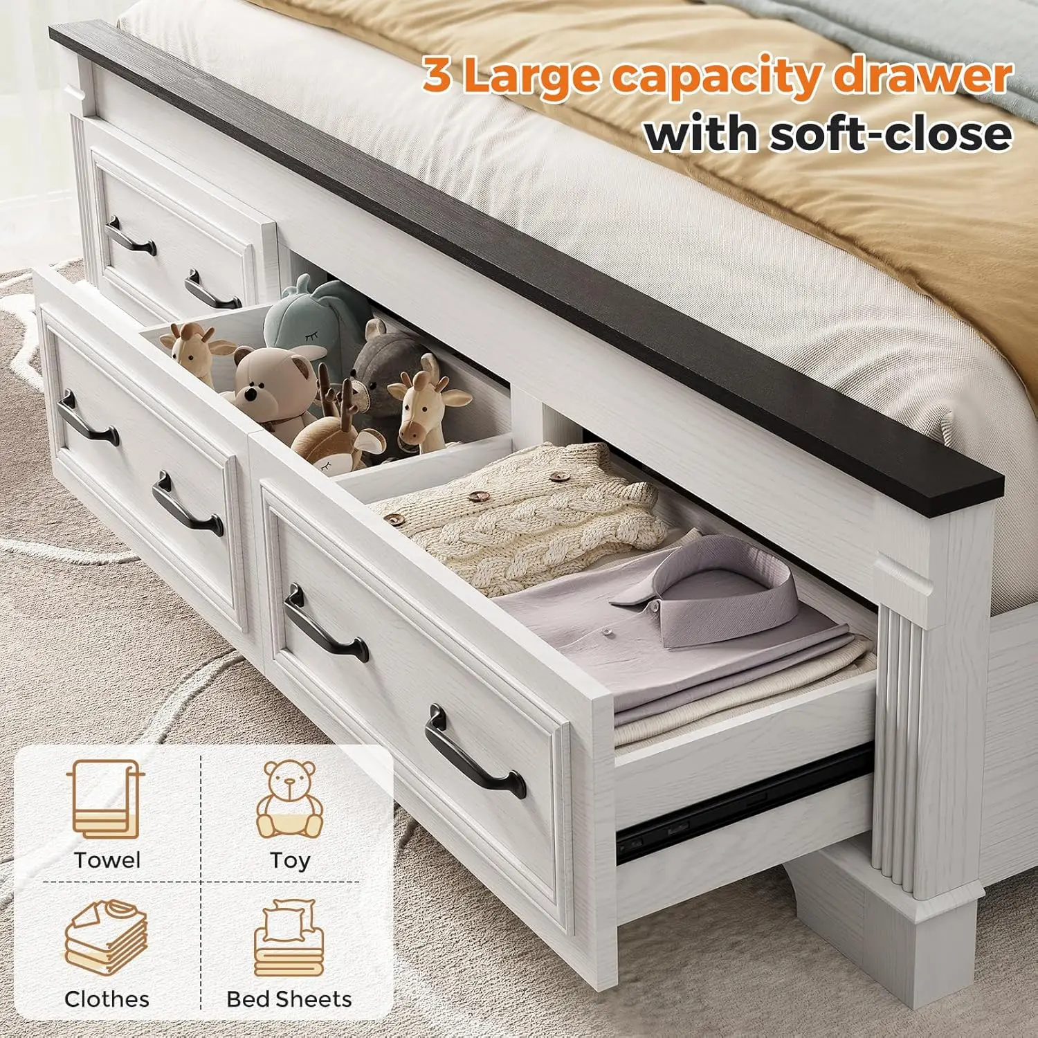 Cadre de lit king size de styl - King Size Bed Frame With Storage Drawers avis et prix