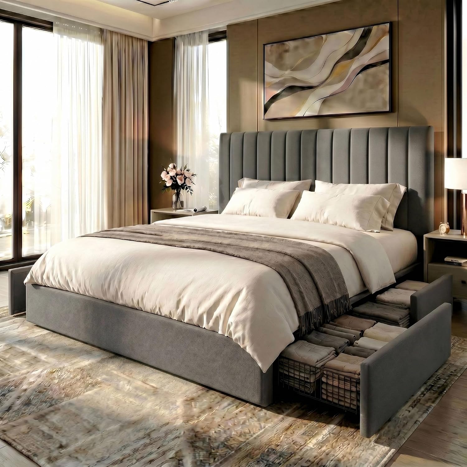 Cadre de lit plateforme King S - King Size Bed Frame With Storage Drawers avis et prix