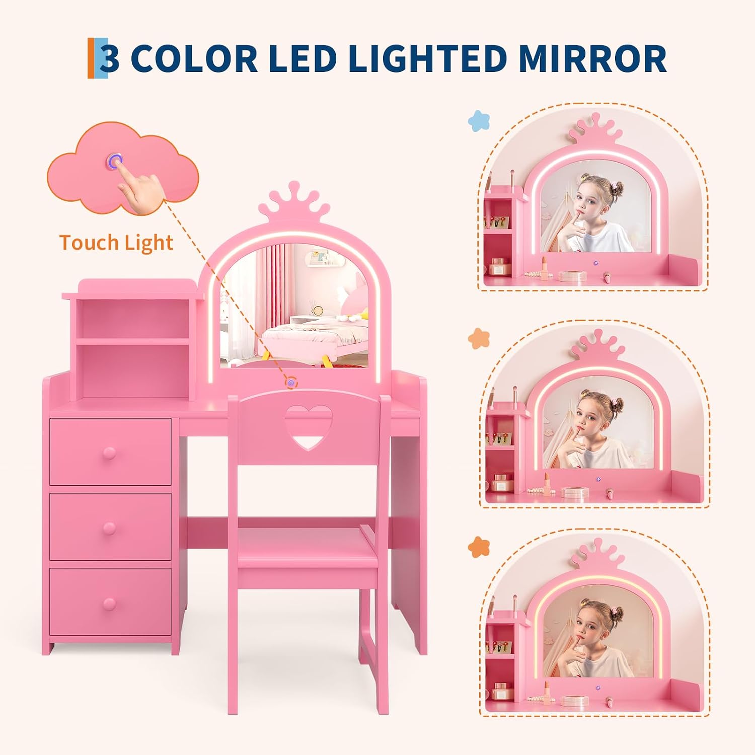 Coiffeuse pour enfants avec mi - Dressing Table Vanity With Lighted Mirror avis et prix