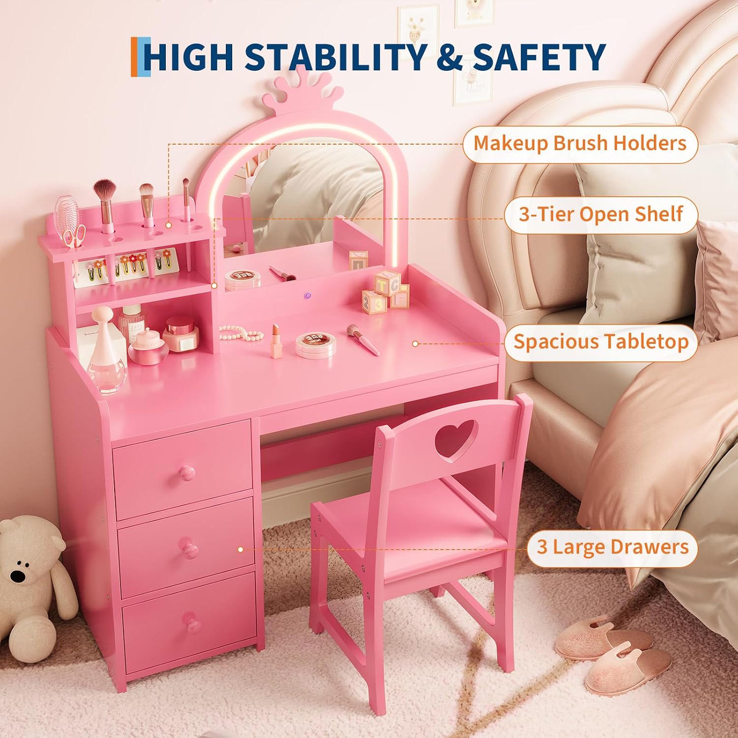 Coiffeuse pour enfants avec mi - Dressing Table Vanity With Lighted Mirror avis et prix
