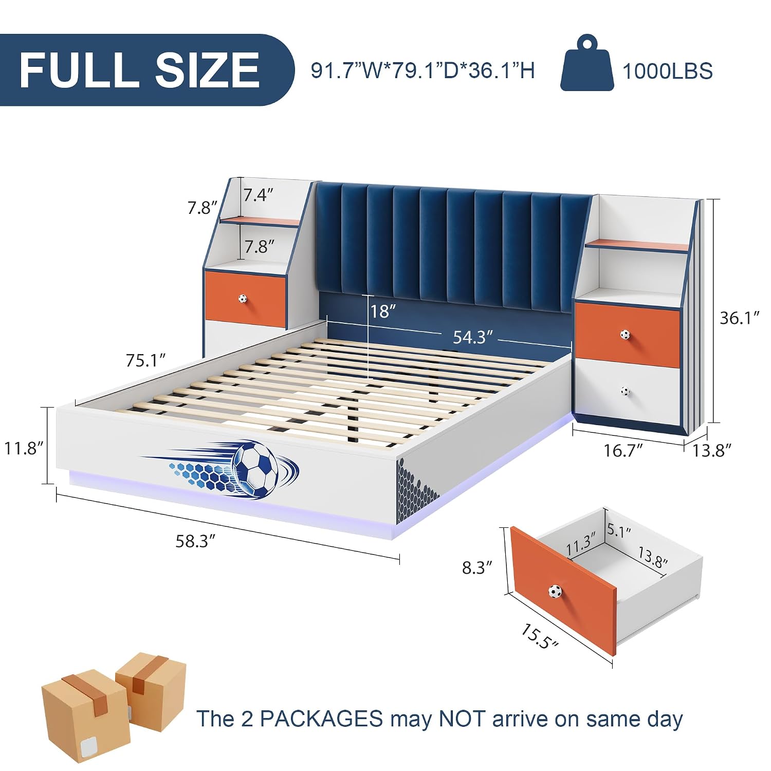 Lit flottant grand format avec - Floating Nightstand With Led Light avis et prix