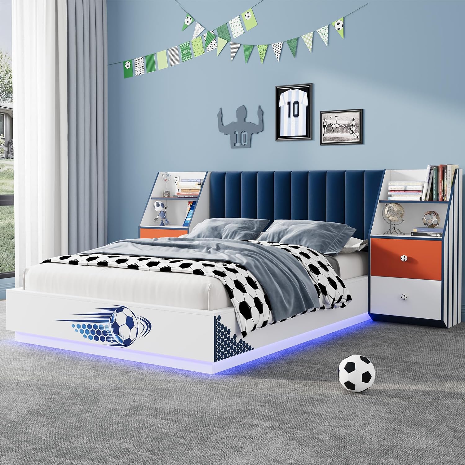 Lit flottant grand format avec - Floating Nightstand With Led Light avis et prix