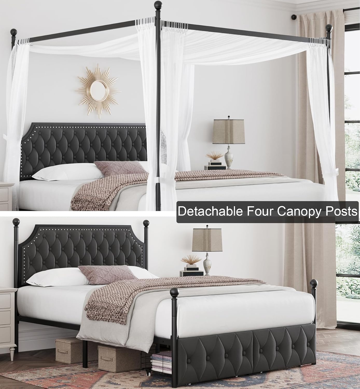 Cadre de lit à baldaquin Queen - Canopy Bed Frame Metal Queen avis et prix