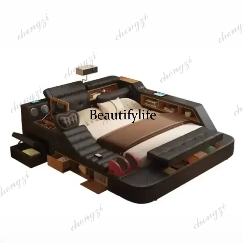 Lit double king size A182 noir - King Size Bed Frame With Storage Drawers avis et prix