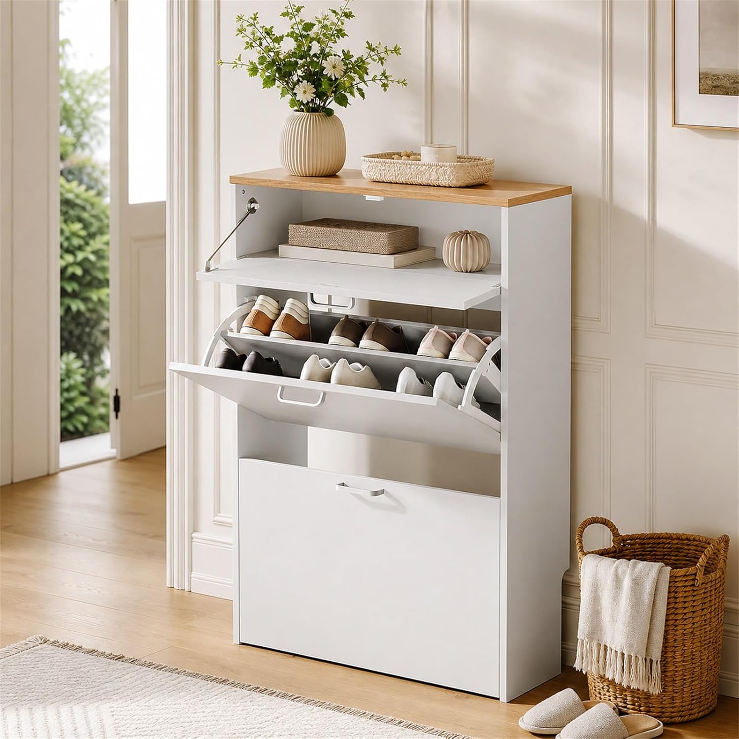 # Meuble à chaussures fin avec - Shoe Rack Cabinet Narrow Entryway avis et prix