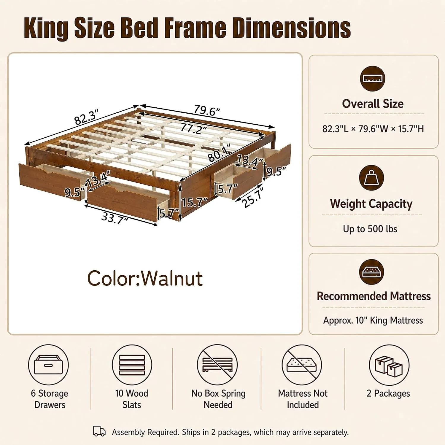 Cadre de lit plateforme minima - King Size Bed Frame With Storage Drawers avis et prix