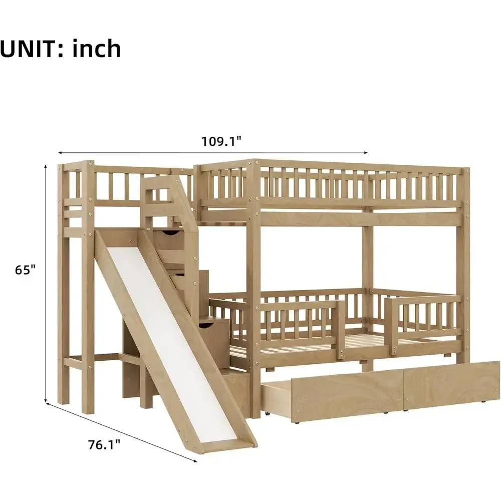 Lit superposé en bois avec gli - Bunk Bed With Stairs And Slide avis et prix