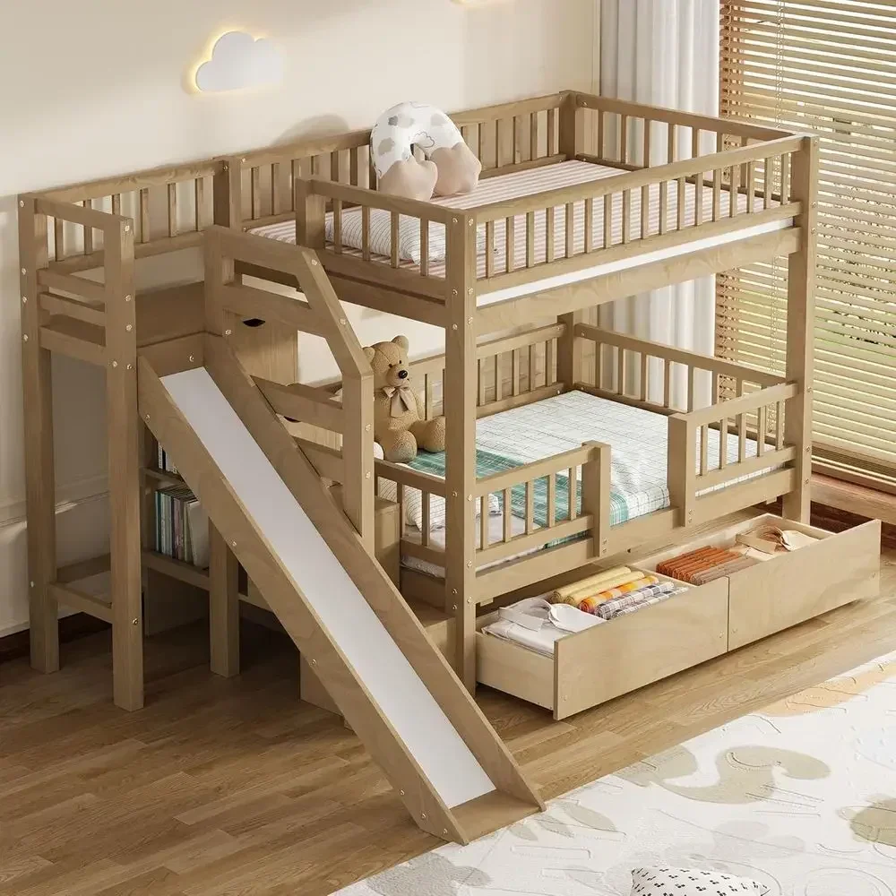 Lit superposé en bois avec gli - Bunk Bed With Stairs And Slide avis et prix