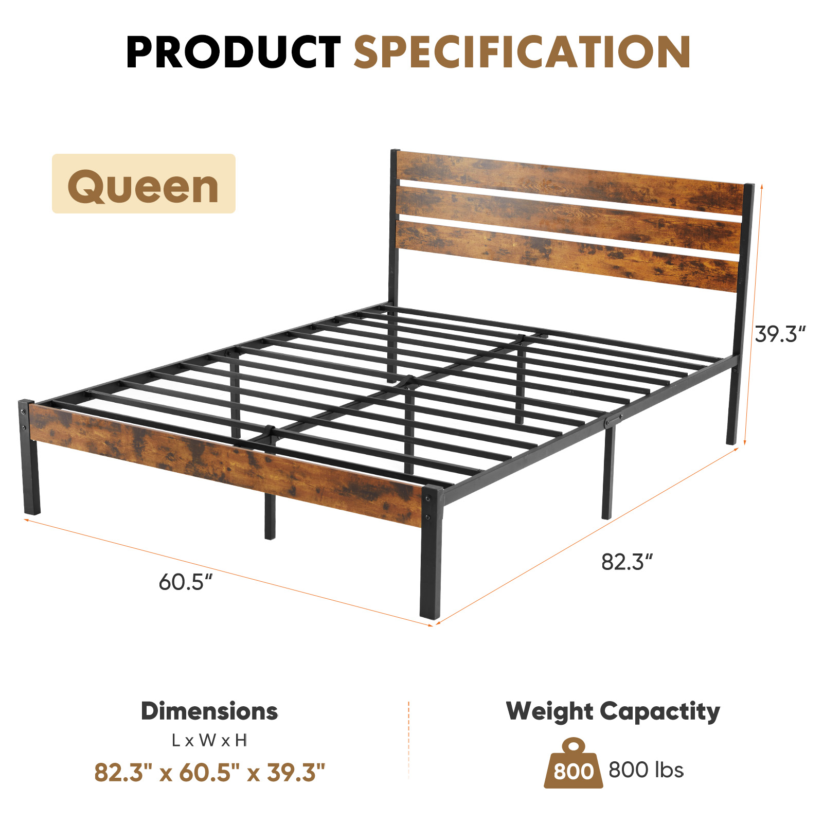 JHK Cadre de lit plateforme en - Canopy Bed Frame Metal Queen avis et prix